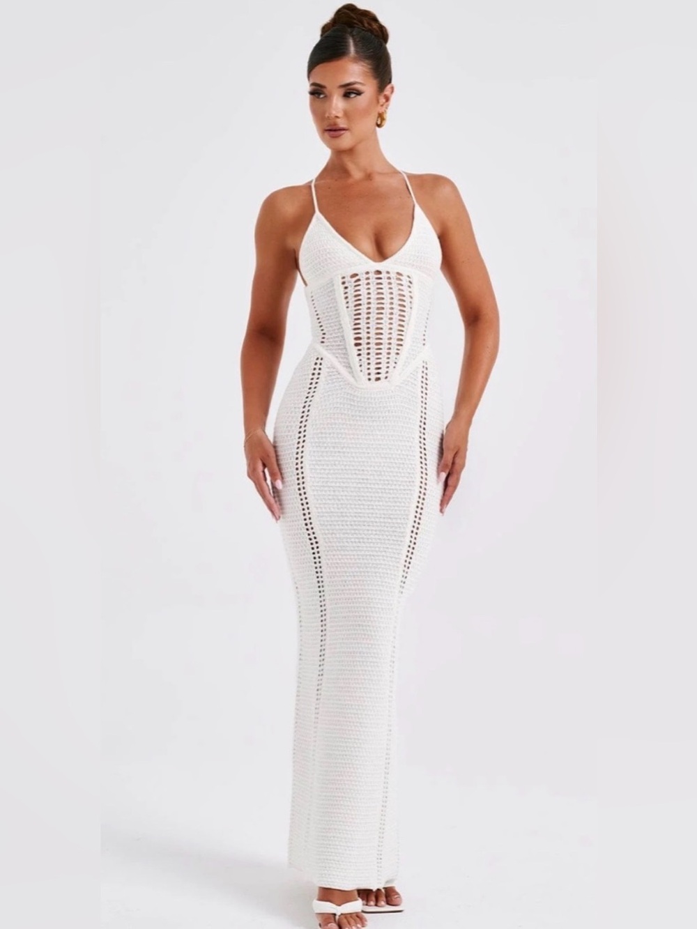 Babyboo White Crochet Maxi Dress